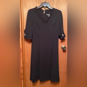 Karl Lagerfeld Black Dress with Pearl Sleeve Details